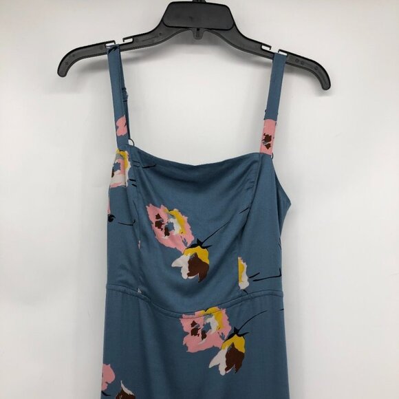 Urban Outfitters Blue Floral Layla Straight-Neck Tie-Back Midi Dress M - Picture 6 of 16